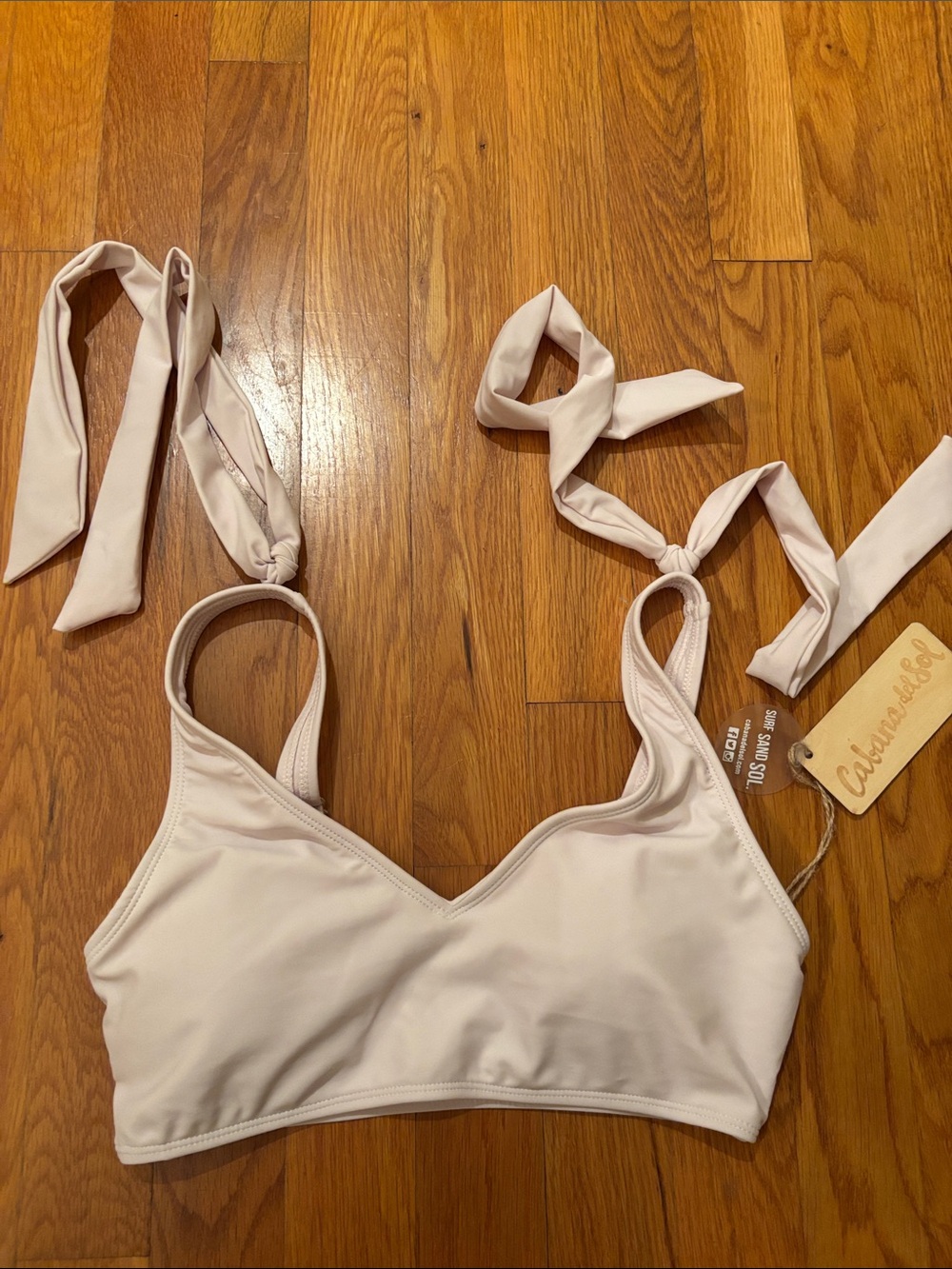 Cabana Del Sol Soft Tie-Shoulder Bikini Top in Light Pink